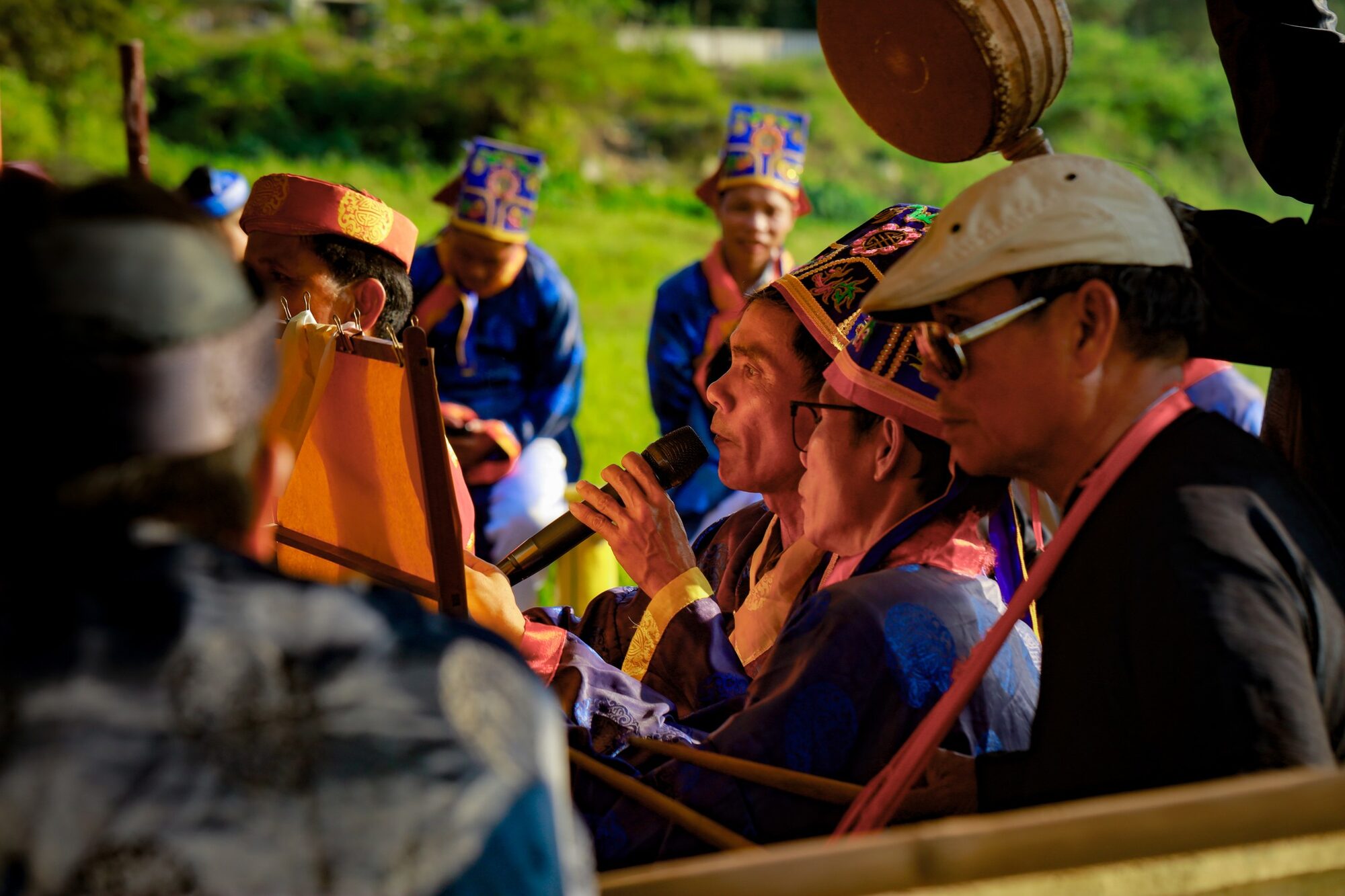 Festival procession through rice fields